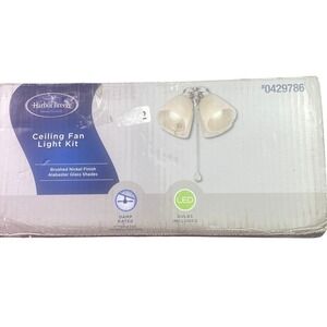 Harbor Breeze Ceiling Fan Light Kit Brushed Nickel Finish Alabaster Glass Shades